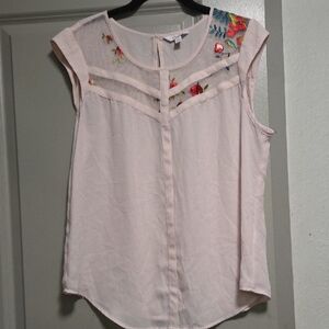 Candie's Pink Blouse with Floral Embroidery